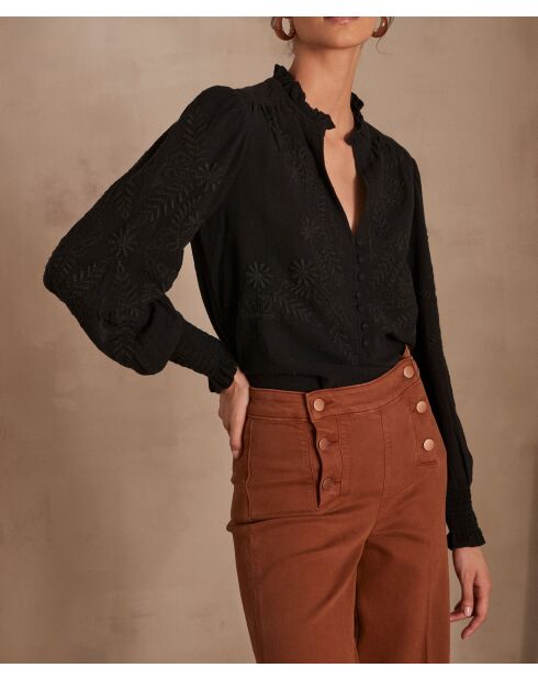 Schwarze Stickbluse Malia