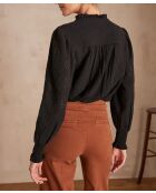 Schwarze Stickbluse Malia
