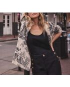 Denyse jas met zwart-witte print