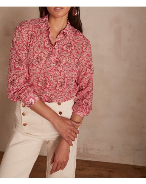 Hellrosa bedruckte Bluse Colette in Coral