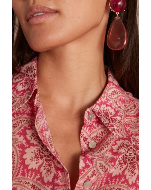Hellrosa bedruckte Bluse Colette in Coral