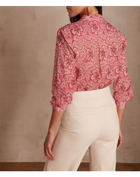 Hellrosa bedruckte Bluse Colette in Coral