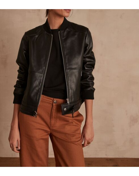 Blouson Nicky en cuir noir