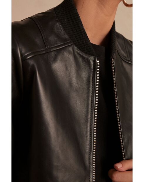 Blouson Nicky en cuir noir