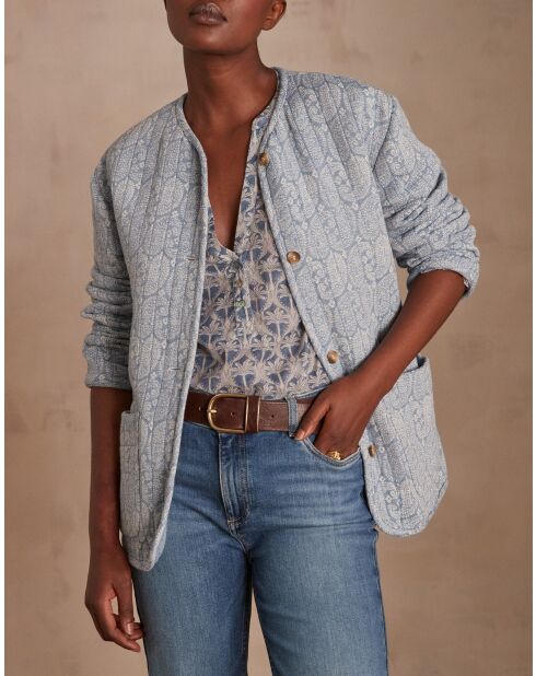 Nadja himmelblaue bedruckte Jacke