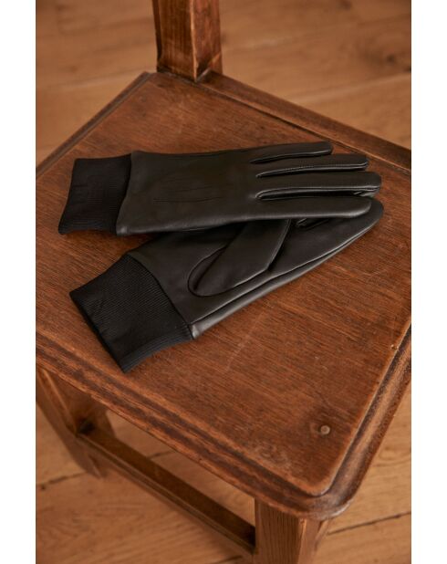 Gants en cuir Anatole noirs