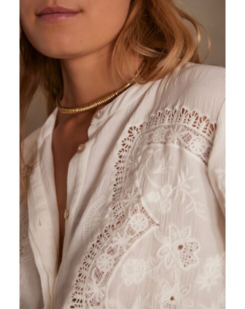 Bestickte Ecru-Bluse Bali