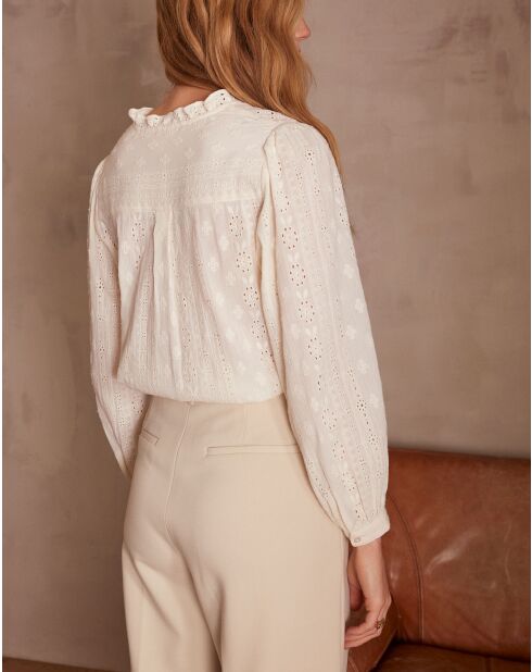 Cremefarbene Bluse Pernelle mit Stickerei