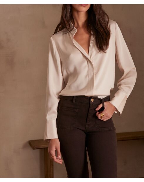 Crèmekleurige satijnen blouse Basile