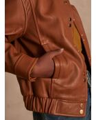 Chaqueta Bella de piel en ocre