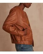 Chaqueta Bella de piel en ocre