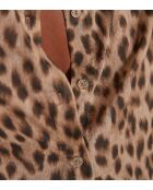 Beigefarbene Bluse Colette mit Leopardenmuster