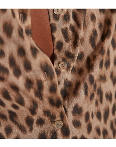 Beigefarbene Bluse Colette mit Leopardenmuster