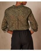 Blusa Colette con estampado de piel animal oliva