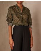 Blusa Colette con estampado de piel animal oliva