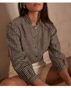 Bella Gingham schwarze Bluse
