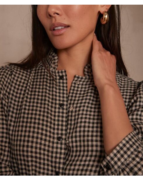 Bella Gingham schwarze Bluse