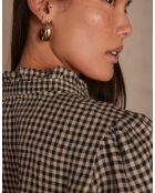 Bella Gingham schwarze Bluse