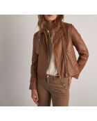Blouson Arthur perfecto en cuir marron