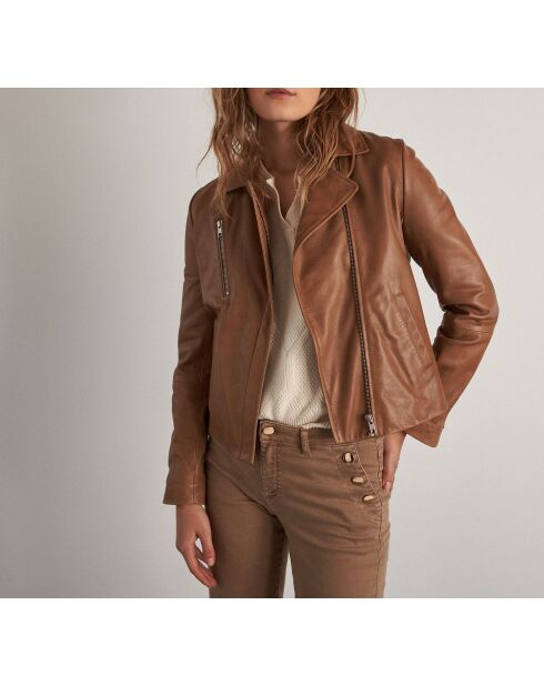 Blouson Arthur perfecto en cuir marron