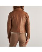 Blouson Arthur perfecto en cuir marron
