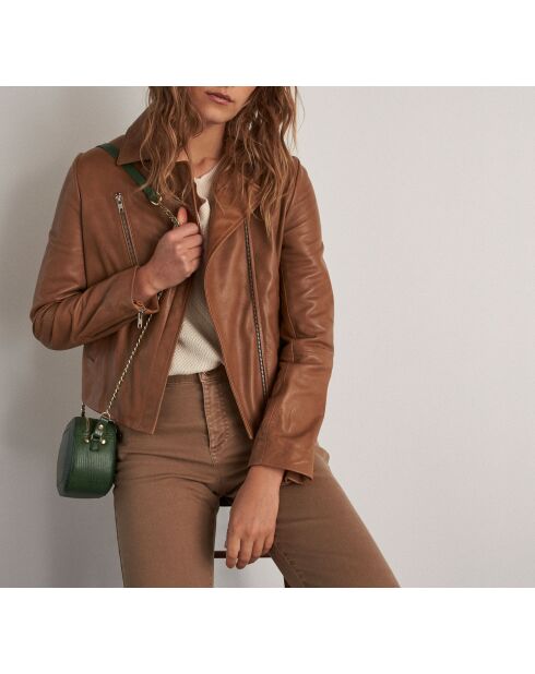 Blouson Arthur perfecto en cuir marron