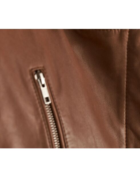 Blouson Arthur perfecto en cuir marron