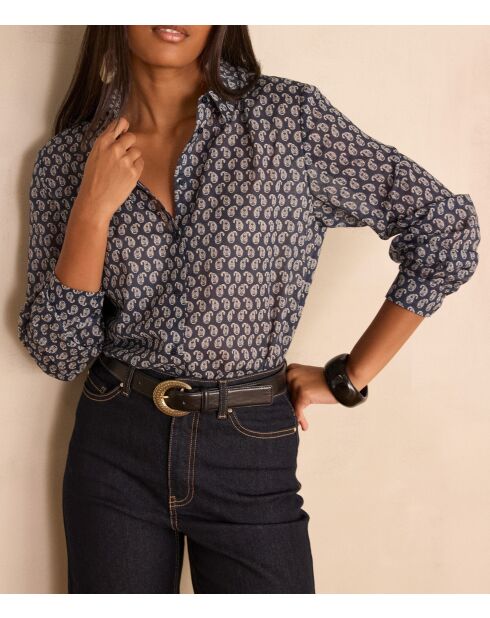 Chemisier Colette imprimé Paisley marine
