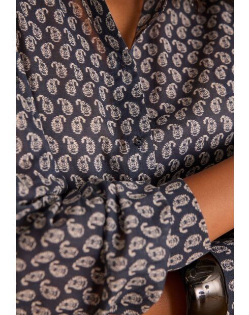 Chemisier Colette imprimé Paisley marine