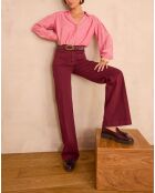 Luna wijde broek overdyed bordeaux