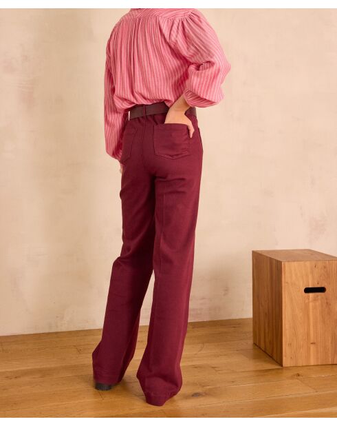 Luna wijde broek overdyed bordeaux