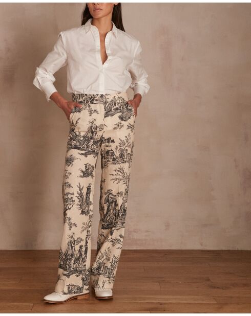 Florentin broek met zwart-witte print