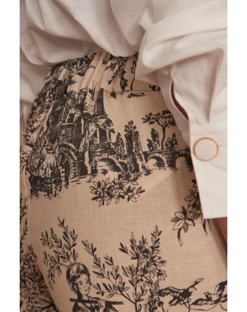 Florentin broek met zwart-witte print