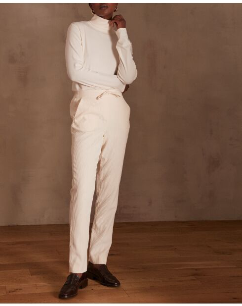Pantaloni Feliz in velluto crema