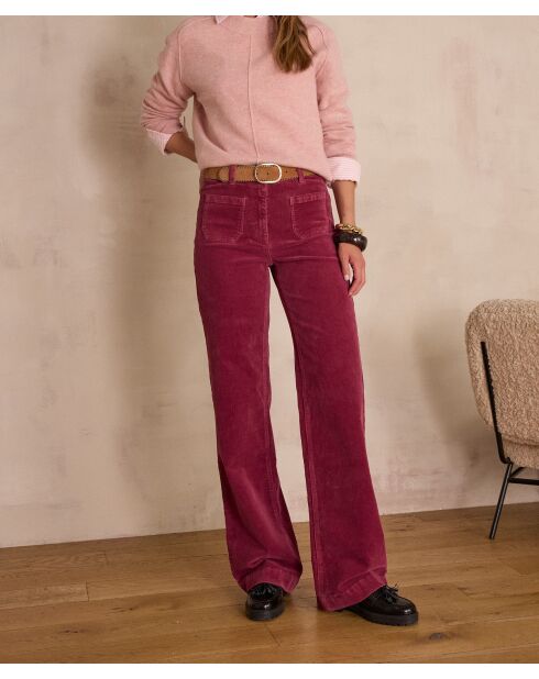 Pantalon Luna en velours grenat