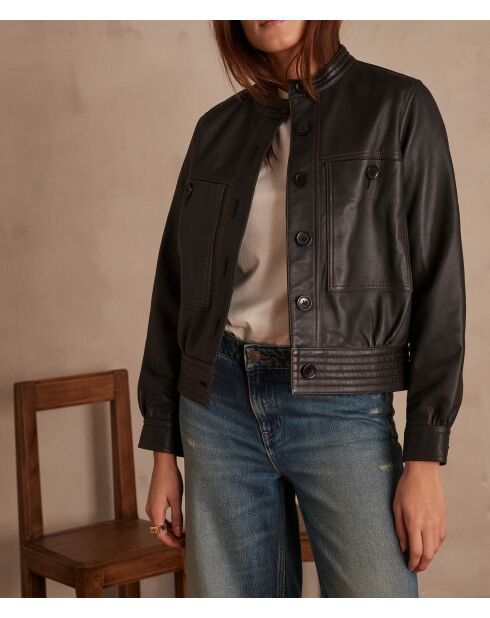 Blouson Nikita en cuir noir