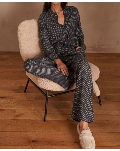 Pyjama chemise & pantalon Morphée marine