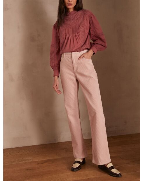 Pantalon Fidji en velours primerose