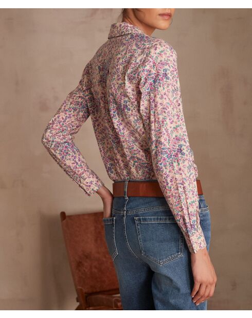 Mehrfarbiges ecrufarbenes bedrucktes Hemd Colette Fleur