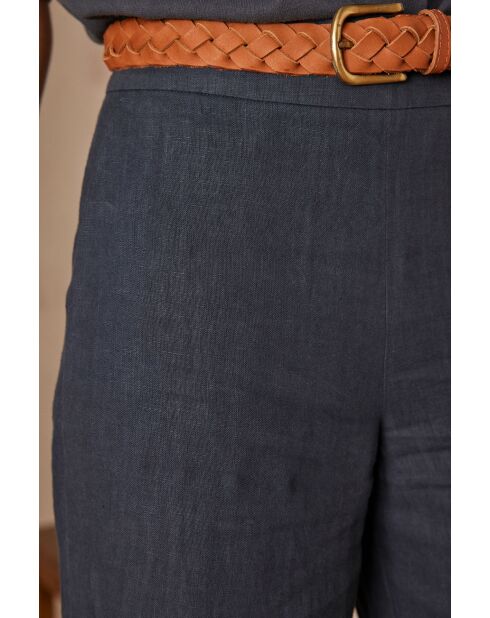 Pio antracietkleurige linnen broek