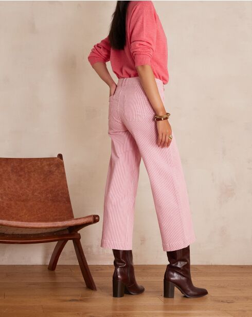 Lea cropped broek met frambozenstrepen