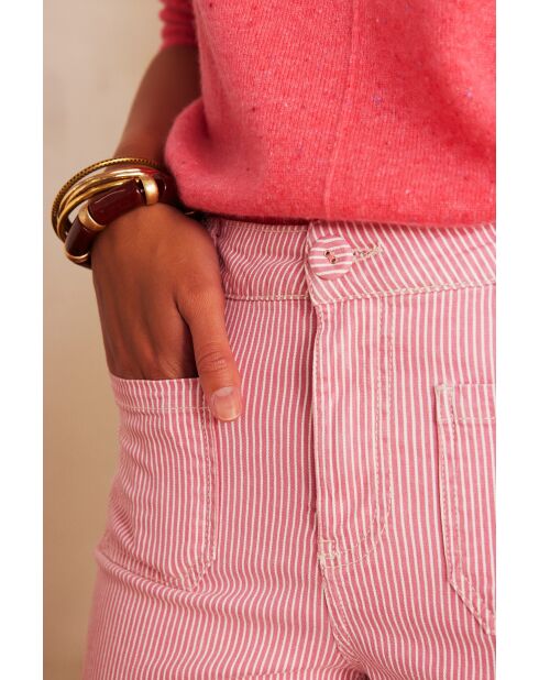 Lea cropped broek met frambozenstrepen