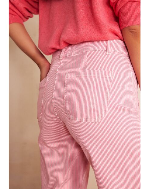 Lea cropped broek met frambozenstrepen