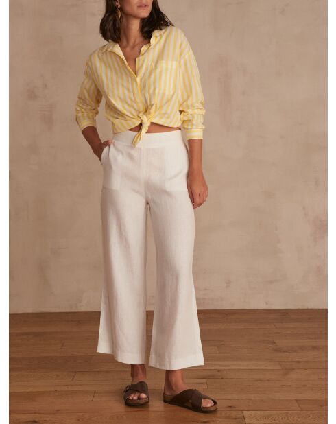 Pantaloni Pio in lino bianco