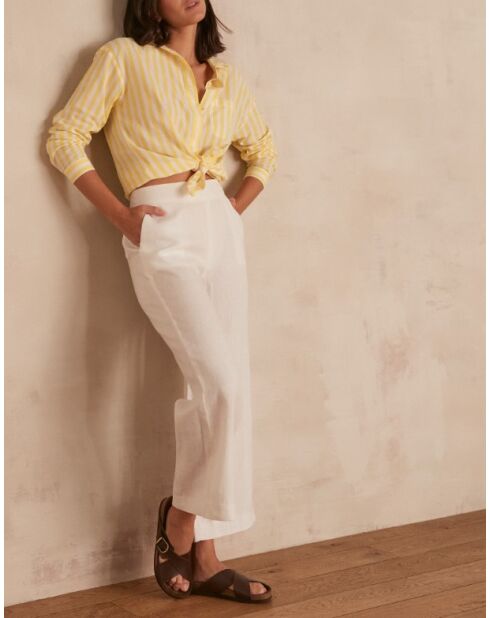 Pantaloni Pio in lino bianco