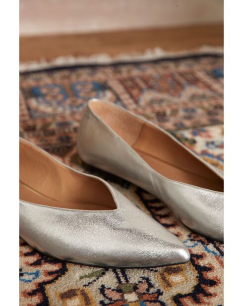 Bailarinas de piel plateadas Romy