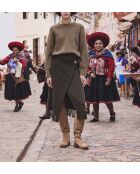 Olivgrüner Strickpullover Capucine