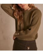 Olivgrüner Strickpullover Capucine