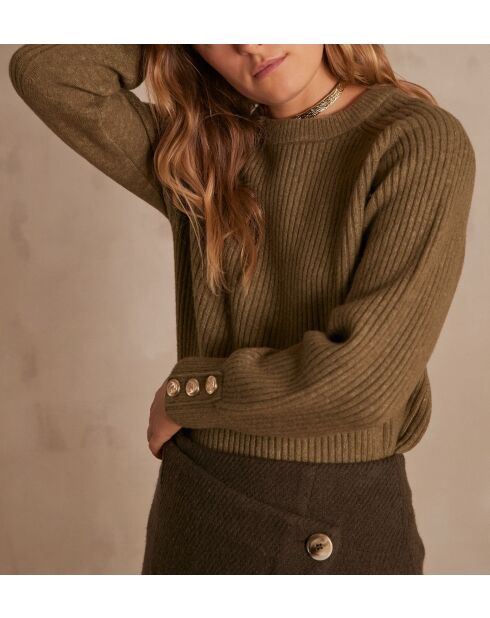 Olivgrüner Strickpullover Capucine