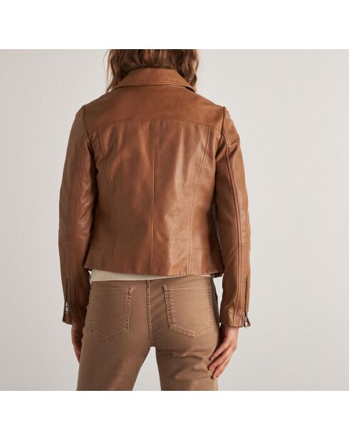 Blouson Arthur perfecto en cuir marron